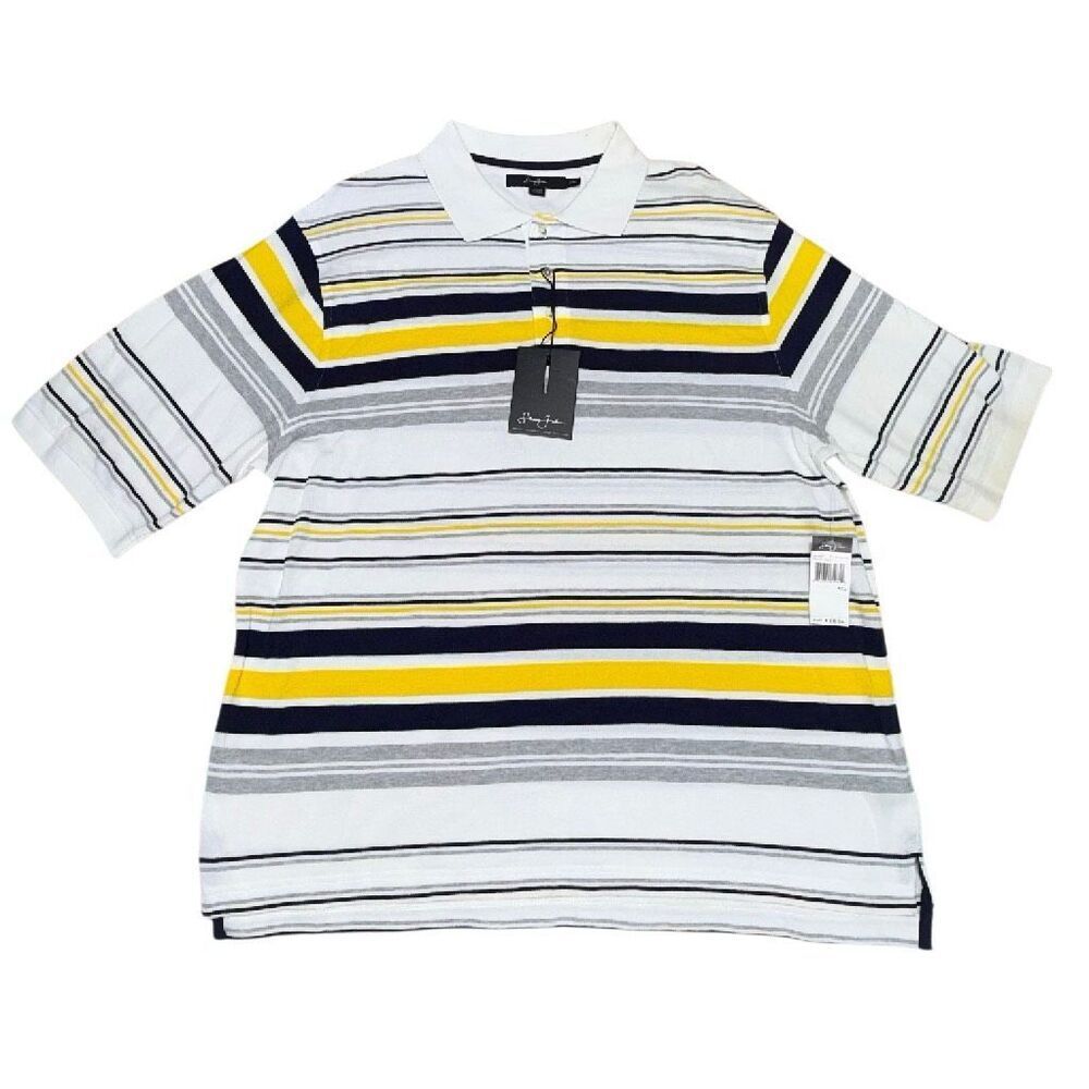 Sean John Vintage Deadstock NWT Y2K Bleach White/ Yellow/ Black Waffle Knit Polo